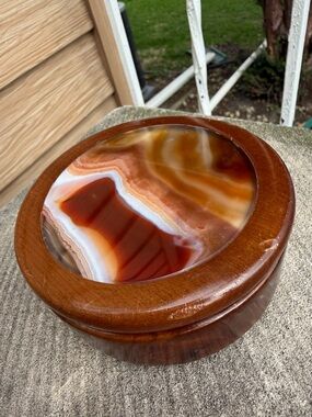 #Agate wooden trinket box